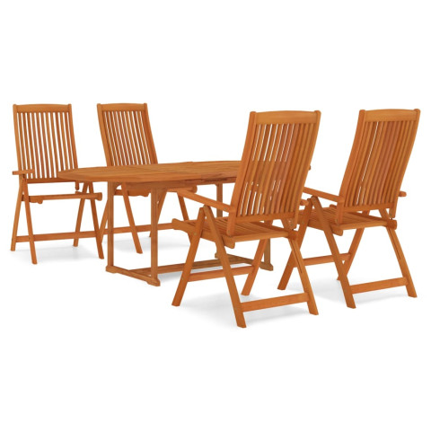 Ensemble à dîner de jardin 5 pcs bois d'eucalyptus massif