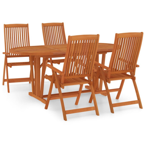 Ensemble à dîner de jardin 5 pcs bois d'eucalyptus massif