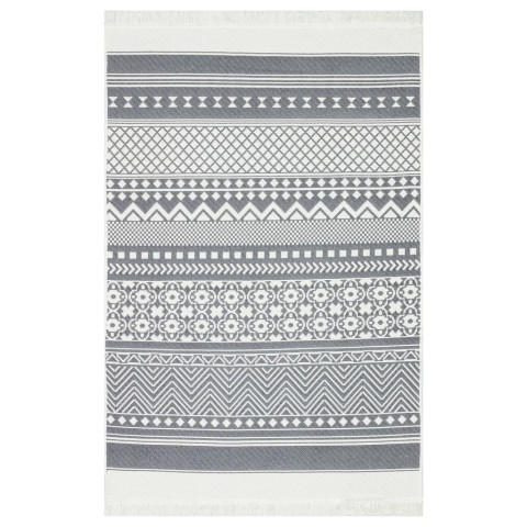 Tapis gris et blanc 160x230 cm coton