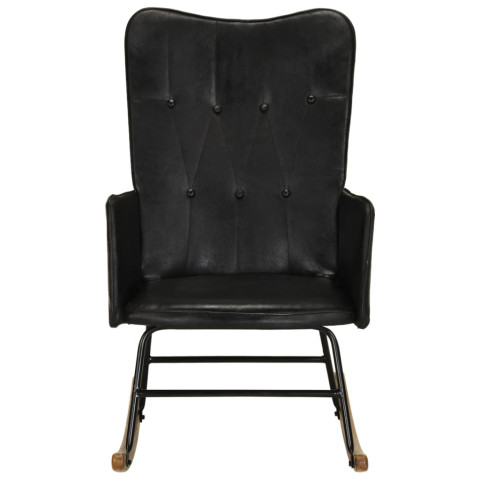 Chaise à bascule noir cuir véritable