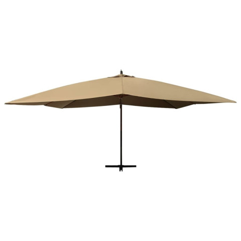 Parasol en porte-à-faux avec mât en bois 400 x 300 cm - Couleur au choix