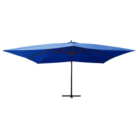 Parasol meuble de jardin en porte-à-faux avec mât en bois 400 x 300 cm bleu azuré helloshop26 02_0008625