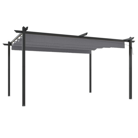 Tonnelle de jardin avec toit rétractable 4x3 m anthracite