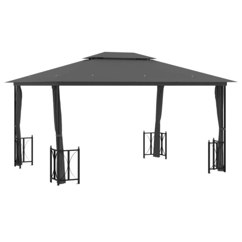 Tonnelle avec parois et toit double 3x4 m anthracite