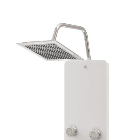 Panneau de douche pomme de douche robinet verre acier inoxydable 130 cm blanc 