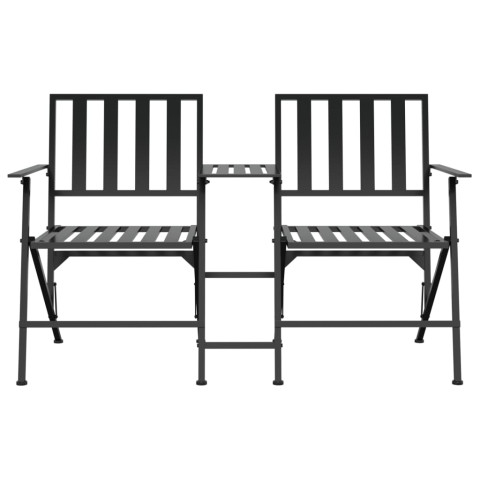 Banc de jardin meuble de patio d'extérieur terrasse 2 places pliable 137 x 63 x 88 cm noir acier 