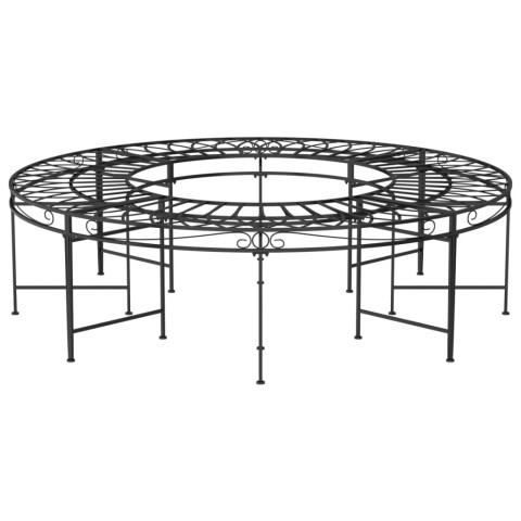 Banc de jardin meuble de patio d'extérieur terrasse circulaire tour d'arbre diamètre 160 cm noir acier helloshop26 02_0011120