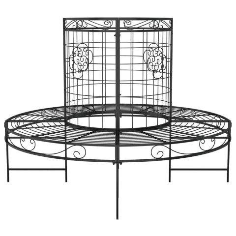 Banc de jardin meuble de patio d'extérieur terrasse circulaire tour d'arbre diamètre 137 cm noir acier helloshop26 02_0011119