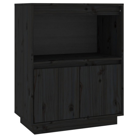 Buffet noir 60x34x75 cm bois massif de pin