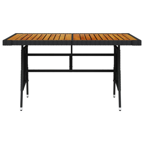 Table de jardin noir 130x70x72 cm résine tressée et acacia