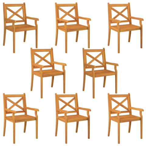 Chaises à dîner d'extérieur bois d'acacia massif - Nombre de pièces au choix