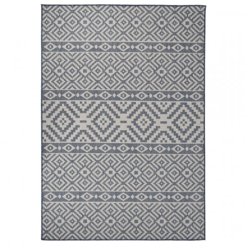 Tapis à tissage plat d'extérieur 160x230 cm rayures bleues