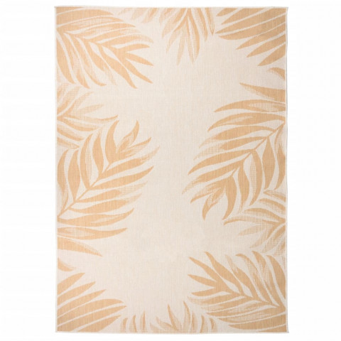 Tapis à tissage plat d'extérieur 140x200 cm motif de feuille