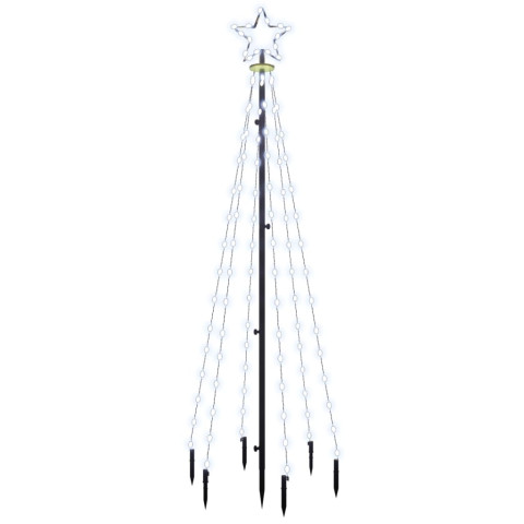  Sapin de Noël avec piquet Blanc froid 108 LED 180 cm