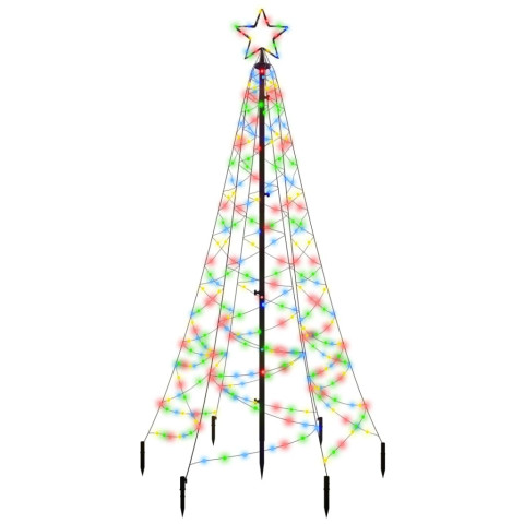  Sapin de Noël avec piquet Coloré 200 LED 180 cm