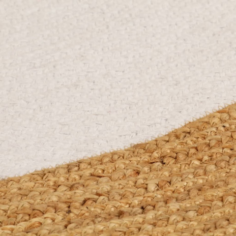 Tapis tressé blanc et naturel jute et coton rond - Dimension au choix