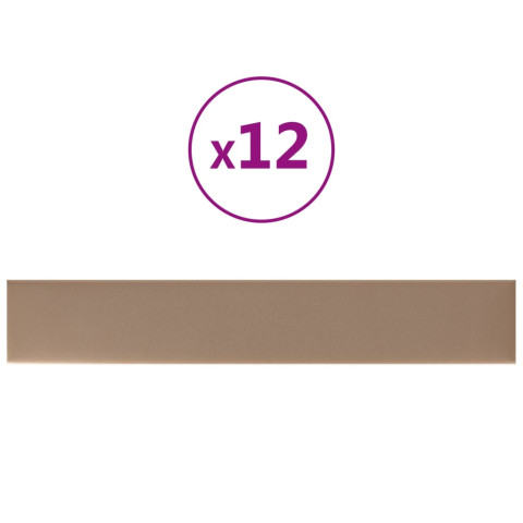 Panneaux muraux 12 pcs cappuccino 90x15 cm similicuir 1,62 m²