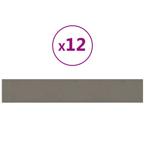 Panneaux muraux 12 pcs gris clair 90x15 cm velours 1,62 m²