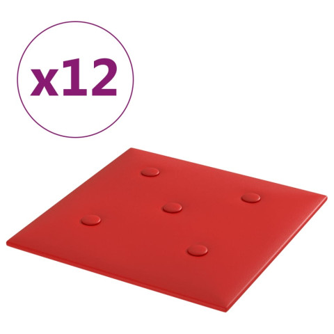 Panneaux muraux 12pcs rouge bordeaux 30x30cm similicuir 1,08 m²