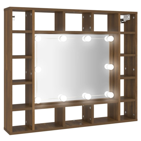 Armoire à miroir avec led chêne 91 x 15 x 76,5 cm marron helloshop26 02_0006669