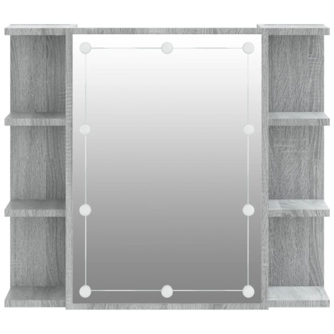 Armoire salle de bain meuble à miroir avec led 70 x 16,5 x 60 cm gris helloshop26 02_0006677