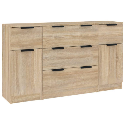 Ensemble de buffets 3 pcs bois d'ingénierie - Couleur au choix