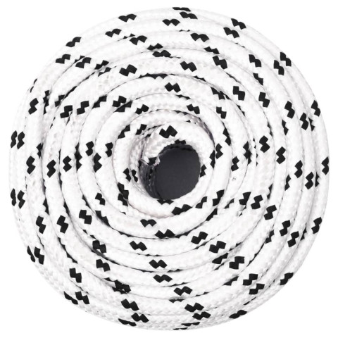 Corde de bateau tressé blanc 100 m polyester - Diamètre au choix
