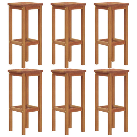 Tabourets de bar lot de 6 bois massif d'acacia