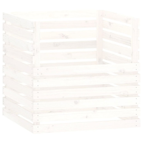 Composteur blanc 80x80x78 cm bois massif de pin