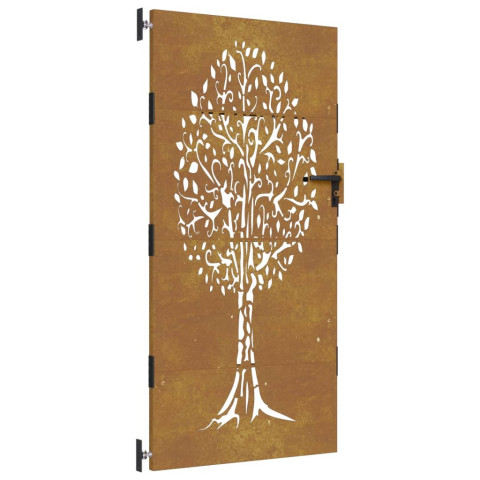 Portail de jardin 85x175 cm acier corten conception de l'arbre