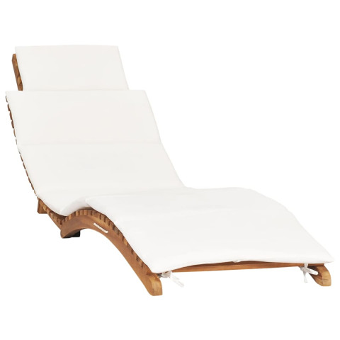 Lot de 2 transats chaise longue bain de soleil lit de jardin terrasse meuble d'extérieur avec coussins bois massif de teck helloshop26 02_0012069