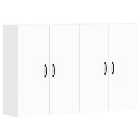 Armoires murales 2 pcs blanc bois d'ingénierie