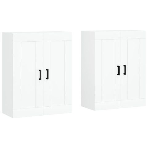 Armoires murales 2 pcs blanc bois d'ingénierie