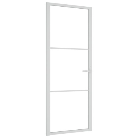 Porte intérieure 83x201,5 cm blanc verre esg et aluminium