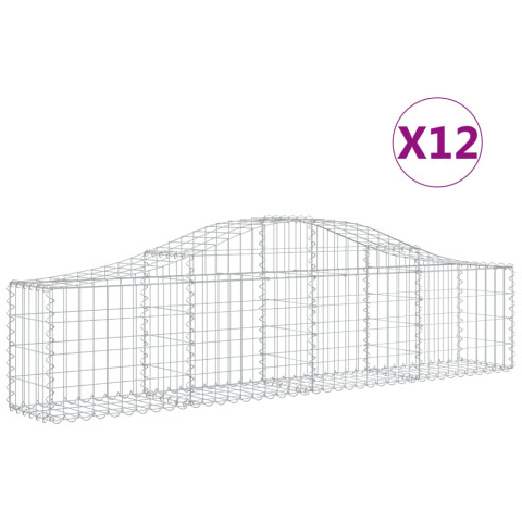 Paniers à gabions arqués 12 pcs 200x30x40/60 cm fer galvanisé