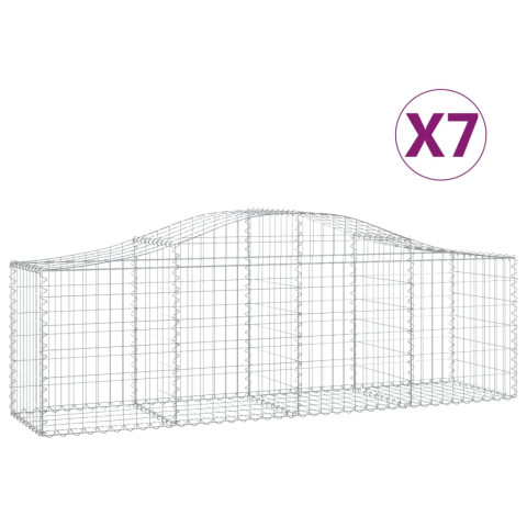 Paniers à gabions arqués 7 pcs 200x50x60/80 cm fer galvanisé