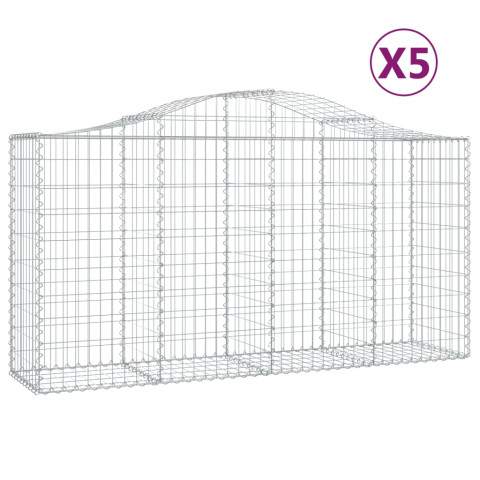 Paniers à gabions arqués 5 pcs 200x50x100/120 cm fer galvanisé