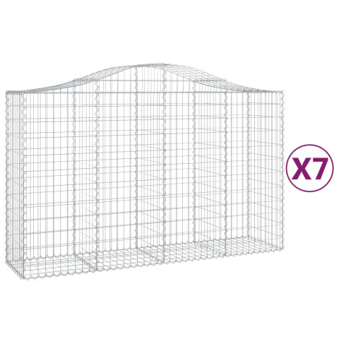 Paniers à gabions arqués 7 pcs 200x50x120/140 cm fer galvanisé