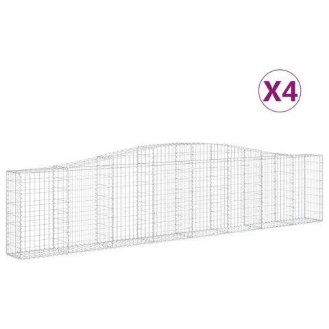 Paniers à gabions arqués 4 pcs 400x30x80/100 cm fer galvanisé