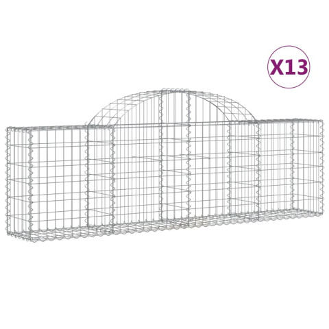 Paniers à gabions arqués 13 pcs 200x30x60/80 cm fer galvanisé