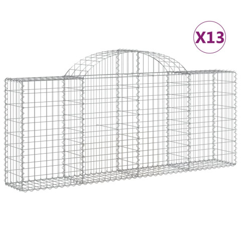 Paniers à gabions arqués 13 pcs 200x30x80/100 cm fer galvanisé