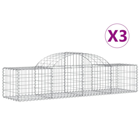 Paniers à gabions arqués 3 pcs 200x50x40/60 cm fer galvanisé