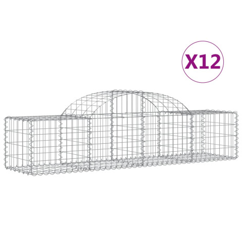 Paniers à gabions arqués 12 pcs 200x50x40/60 cm fer galvanisé