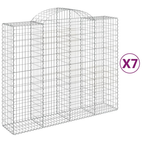 Paniers à gabions arqués 7 pcs 200x50x160/180 cm fer galvanisé