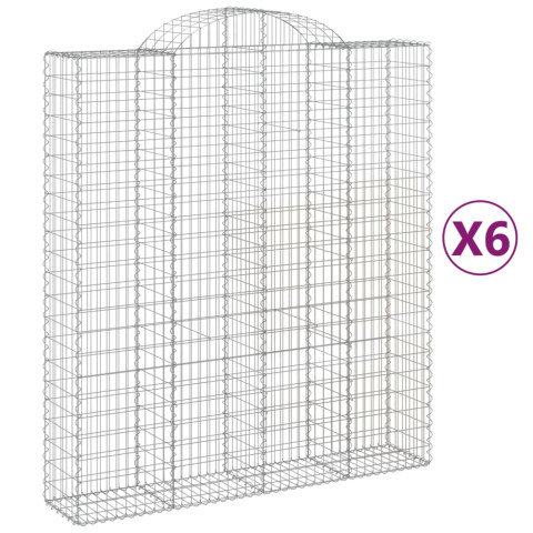 Paniers à gabions arqués 6 pcs 200x50x220/240 cm fer galvanisé