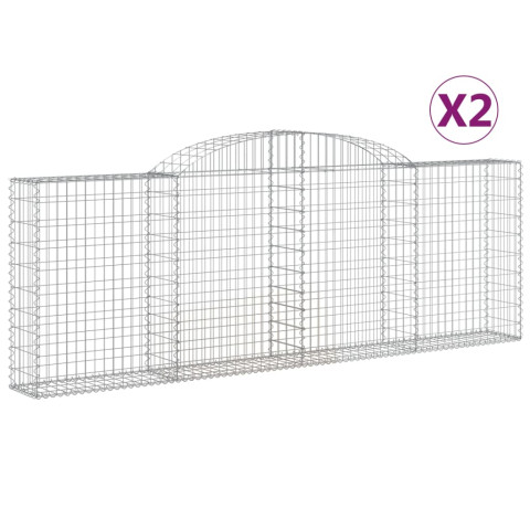 Paniers à gabions arqués 2 pcs 300x30x100/120 cm fer galvanisé