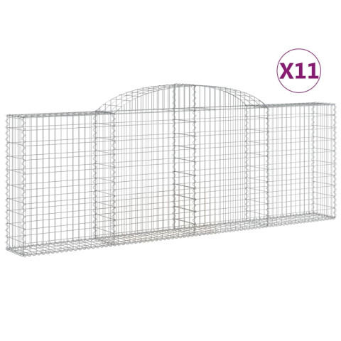 Paniers à gabions arqués 11 pcs 300x30x100/120 cm fer galvanisé