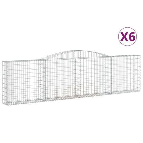 Paniers à gabions arqués 6 pcs 400x30x100/120 cm fer galvanisé