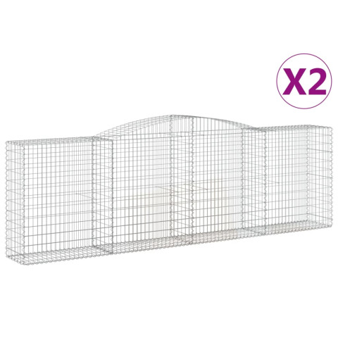 Paniers à gabions arqués 2 pcs 400x50x120/140 cm fer galvanisé