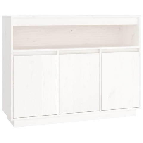 Buffet blanc 104,5x34x80 cm bois massif de pin